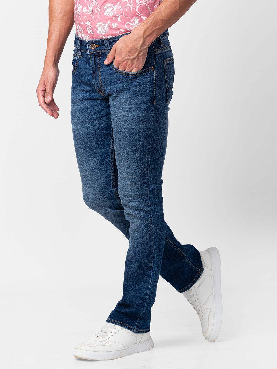 Spykar Men Dark Blue Cotton Comfort Fit Regular Length Jeans (Rafter )
