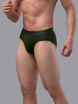 Underjeans By Spykar Men Premium Cotton Blend Olive Brief
