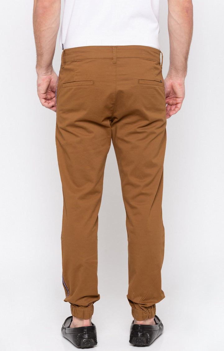 Spykar Men Brown Cotton Slim Fit Casual Trousers