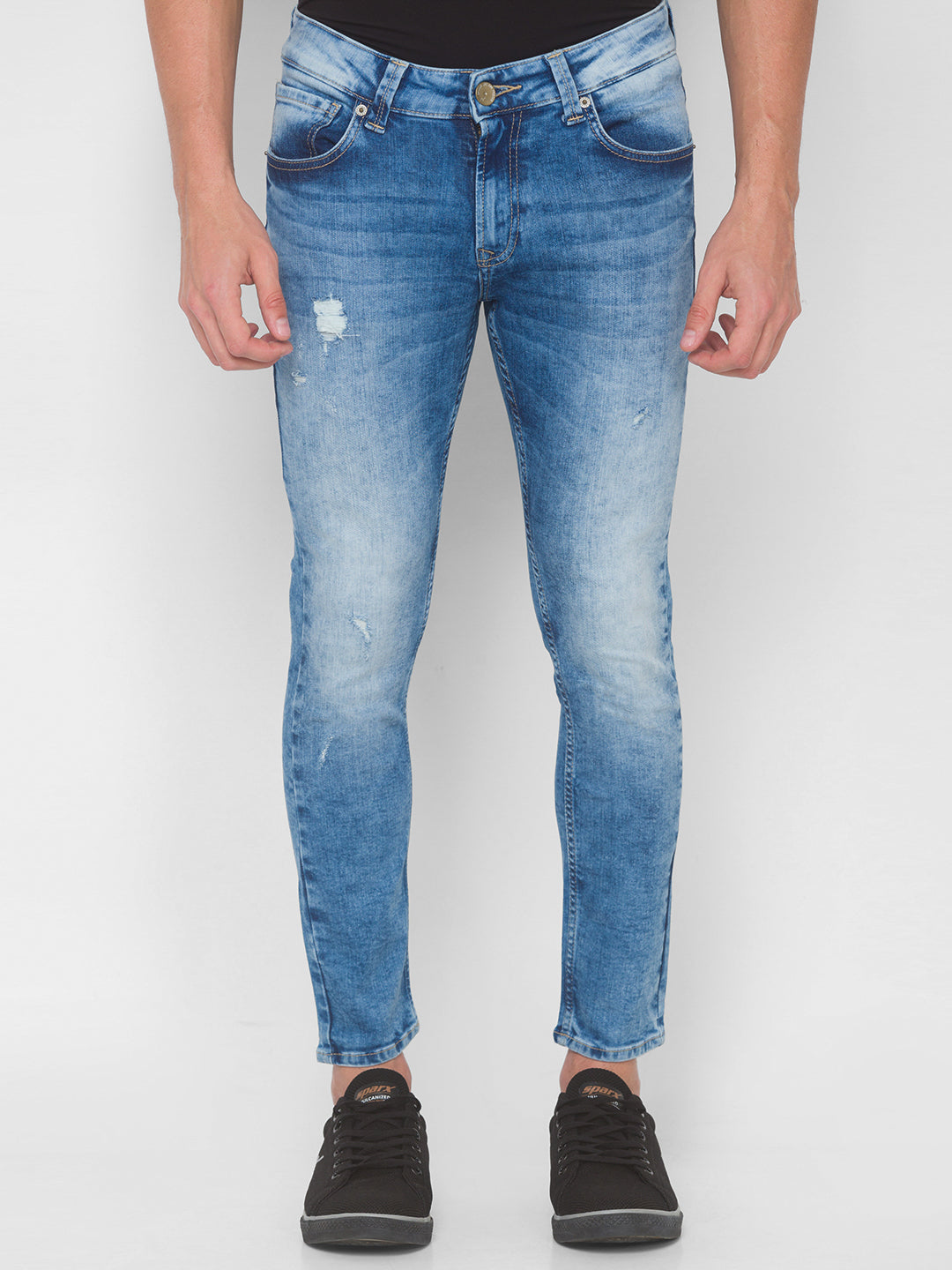 Spykar Men Mid Blue Solid Slim Mid-Rise Jeans (Kano)