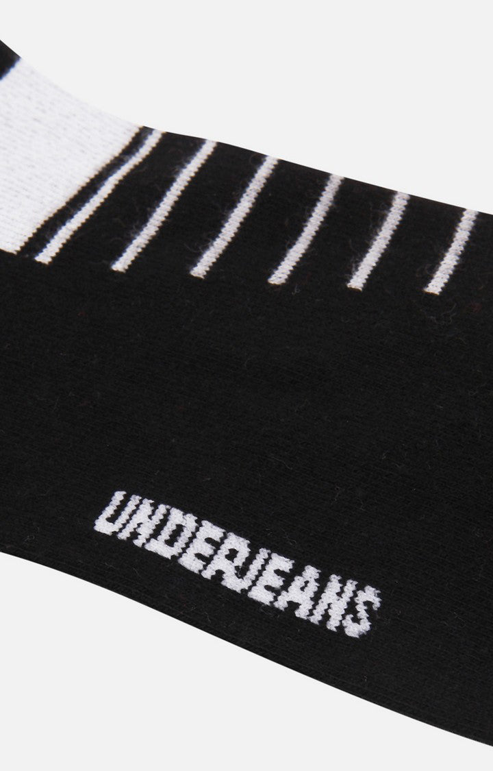 Men Premium Black Ankle Length (Non Terry) Single Pair Of Socks- Underjeans By Spykar