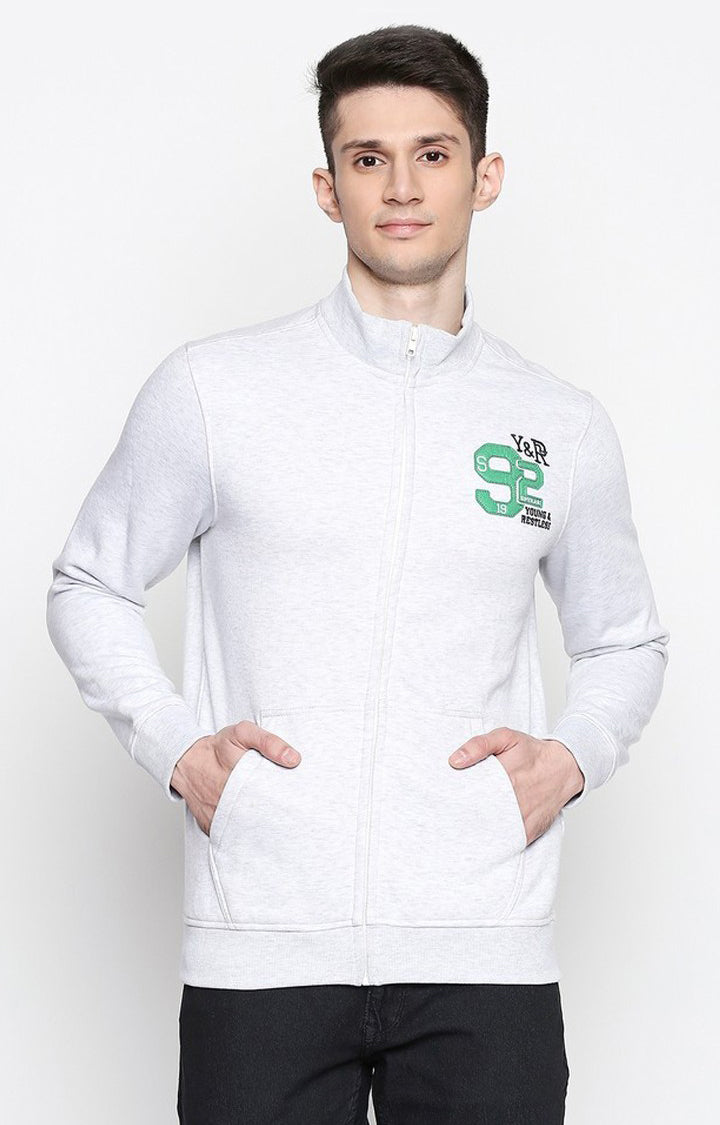 Spykar Grey Cotton Slim Fit Sweatshirt For Men