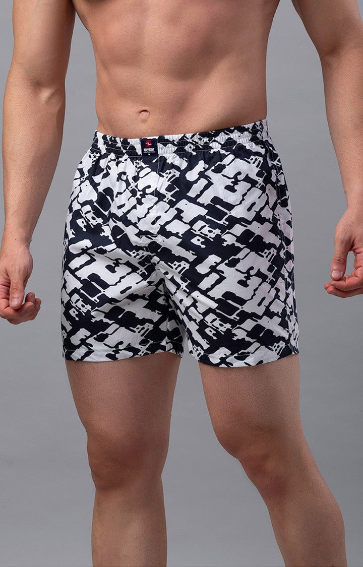 White Cotton Boxer For Men Premium- Underjeans By Spykar