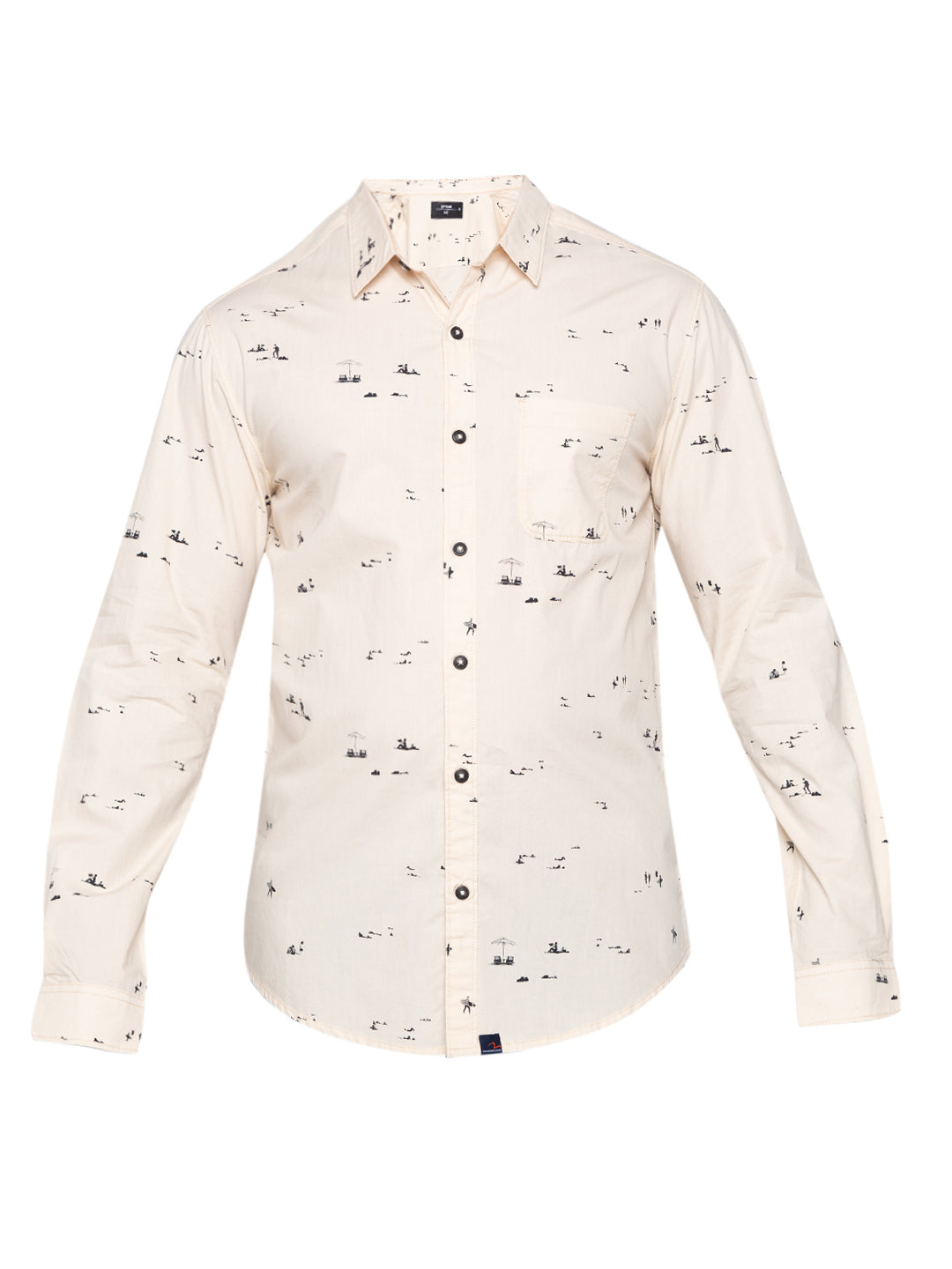 Spykar Men Beige Printed Slim Fit Casual Shirt