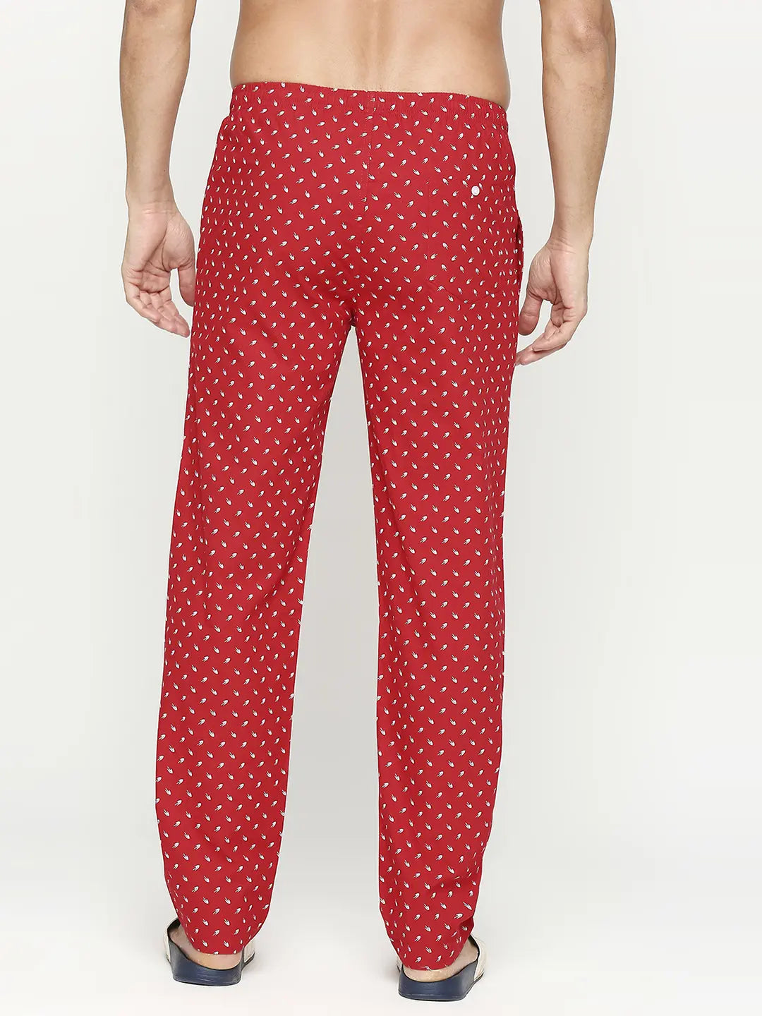 Men Premium Cotton Printed Red Pyjama- Underjeans By Spykar