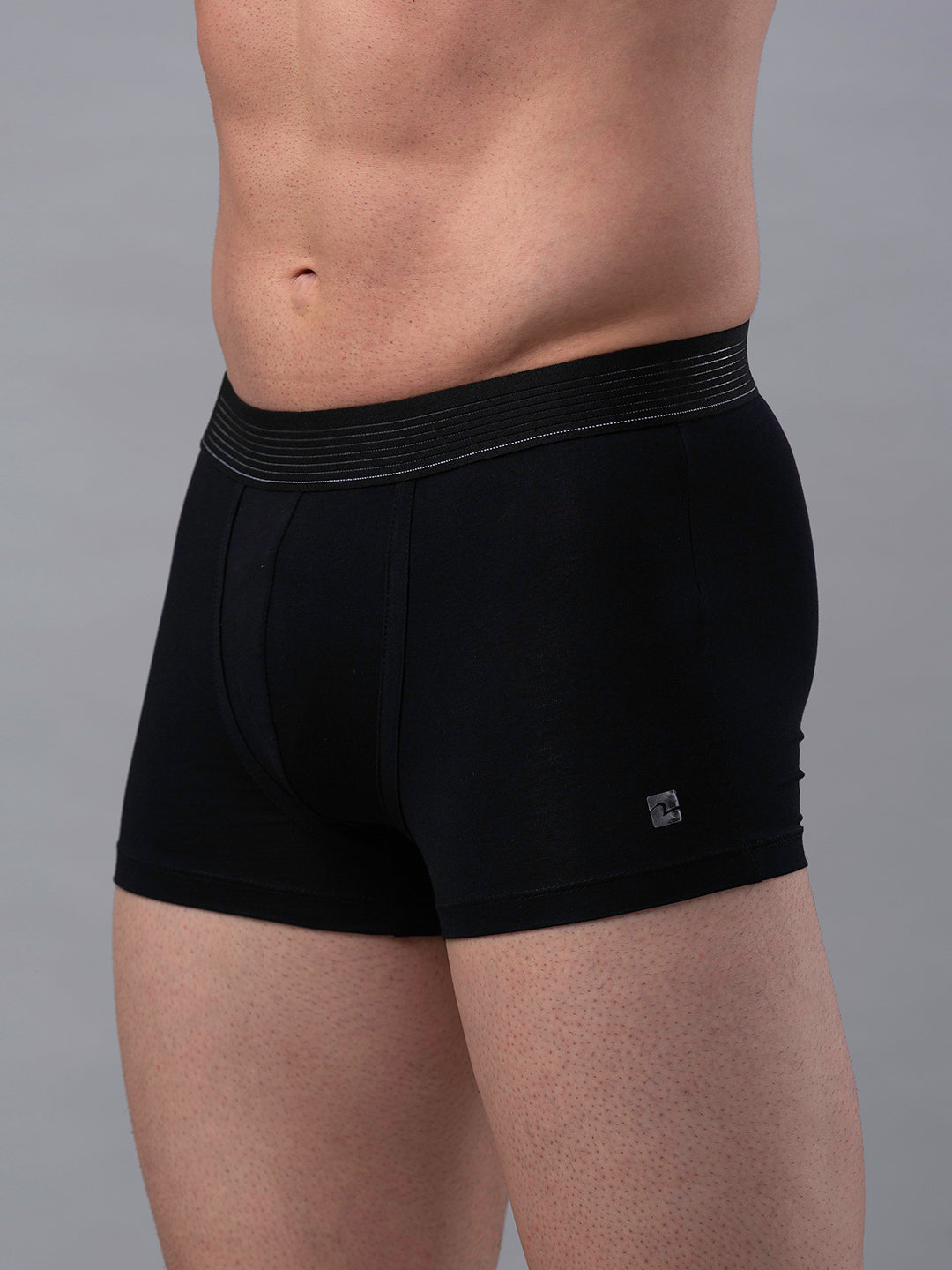 Men Premium Black Cotton Blend Trunk - Underjeans By Spykar