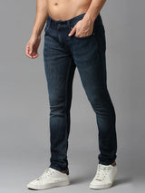 Spykar Limited Edition Dark Blue Slim Fit Narrow Length Low Rise Clean Look Premium Stretchable Denim Jeans For Men (Skinny)