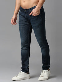 Spykar Limited Edition Dark Blue Slim Fit Narrow Length Low Rise Clean Look Premium Stretchable Denim Jeans For Men (Skinny)