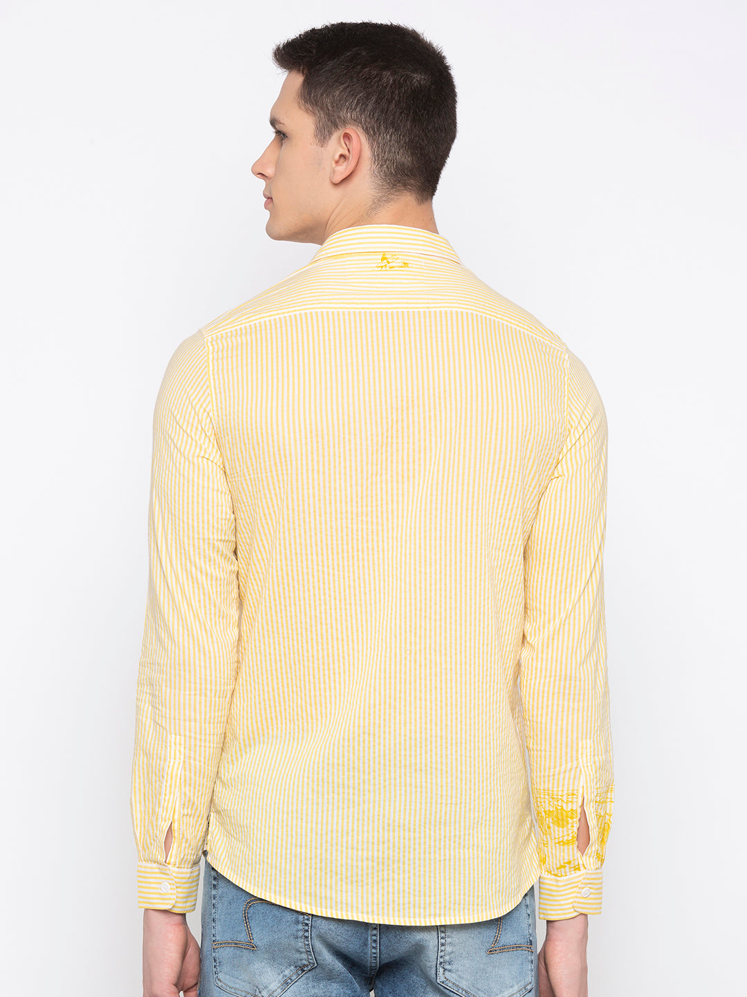 Spykar Men Yellow Solid Slim Fit Casual Shirt