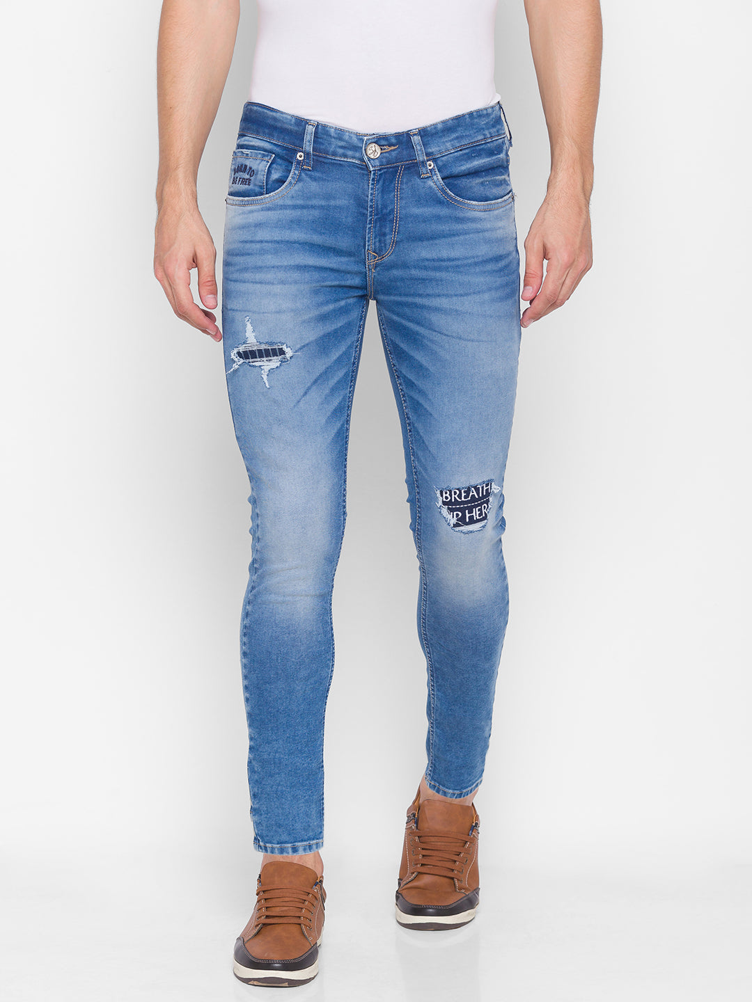 Spykar Men Blue Cotton Slim Fit Tapered Length Jeans (Kano)