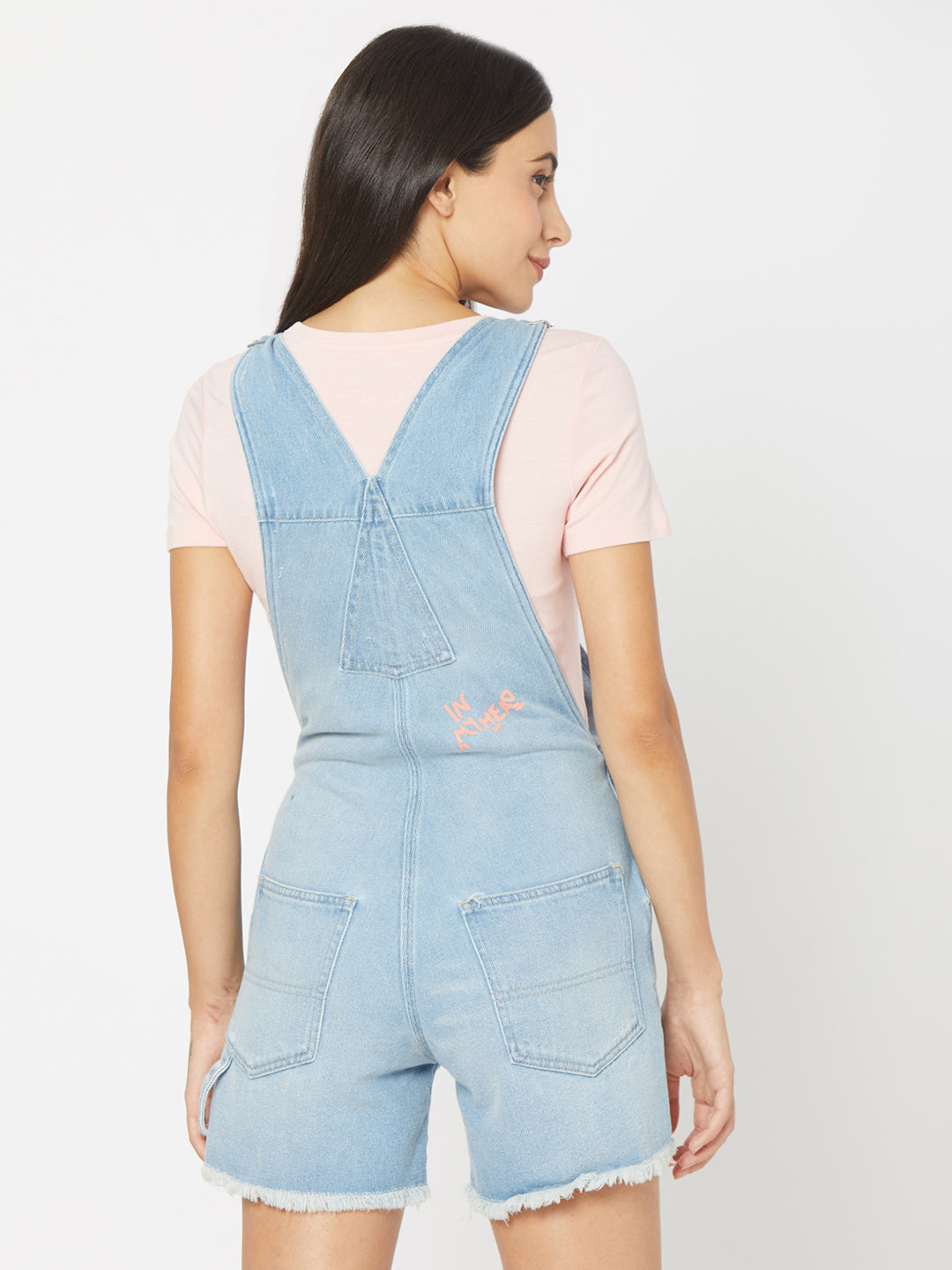 Spykar Light Blue Slim Fit Mid-Rise Dungaree (Slim Fit Straight)