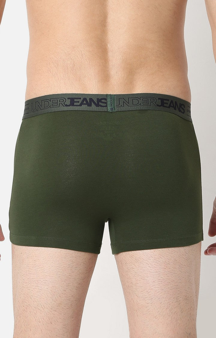 Men Premium Olive Cotton Trunk - Underjeans By Spykar