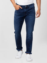 Spykar Men Dark Blue Cotton Regular Fit Narrow Length Jeans (Rover)