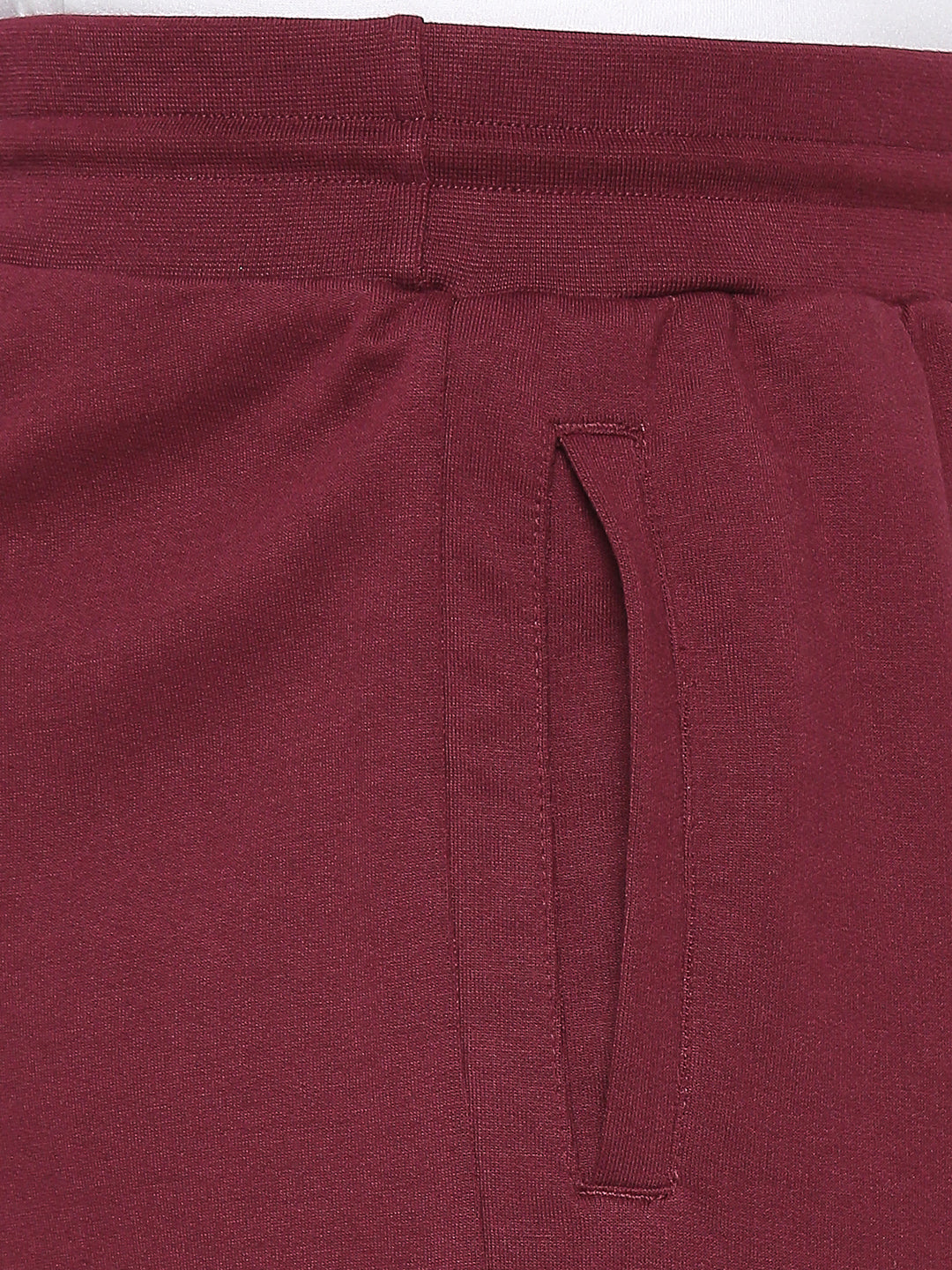 Men Wine Cotton Blend Shorts - Underjeans by Spykar