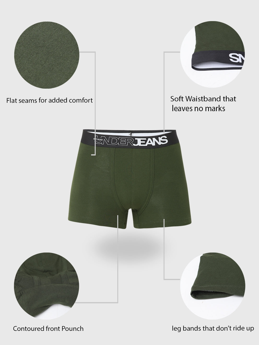 Underjeans By Spykar Men Premium Olive Trunk Pack Of 2