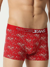 Men Premium Red Cotton Blend Regular Fit Trunk - Underjeans By Spykar