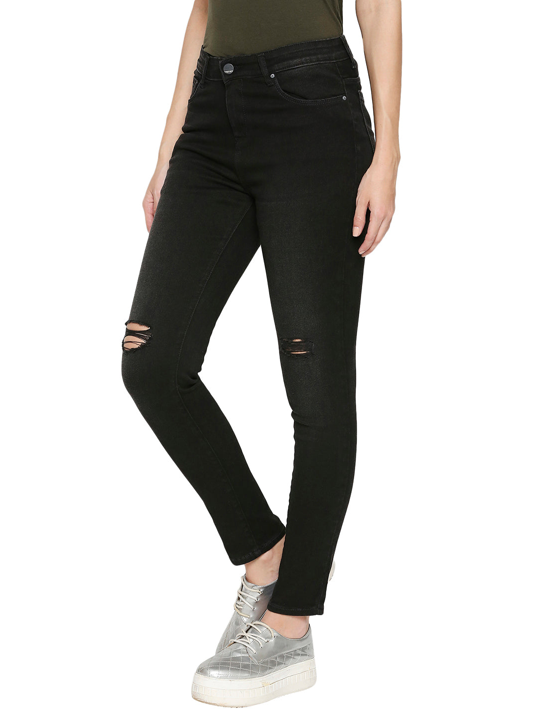 Spykar Cotton Black Slim Fit Jeans For Women (Adora)