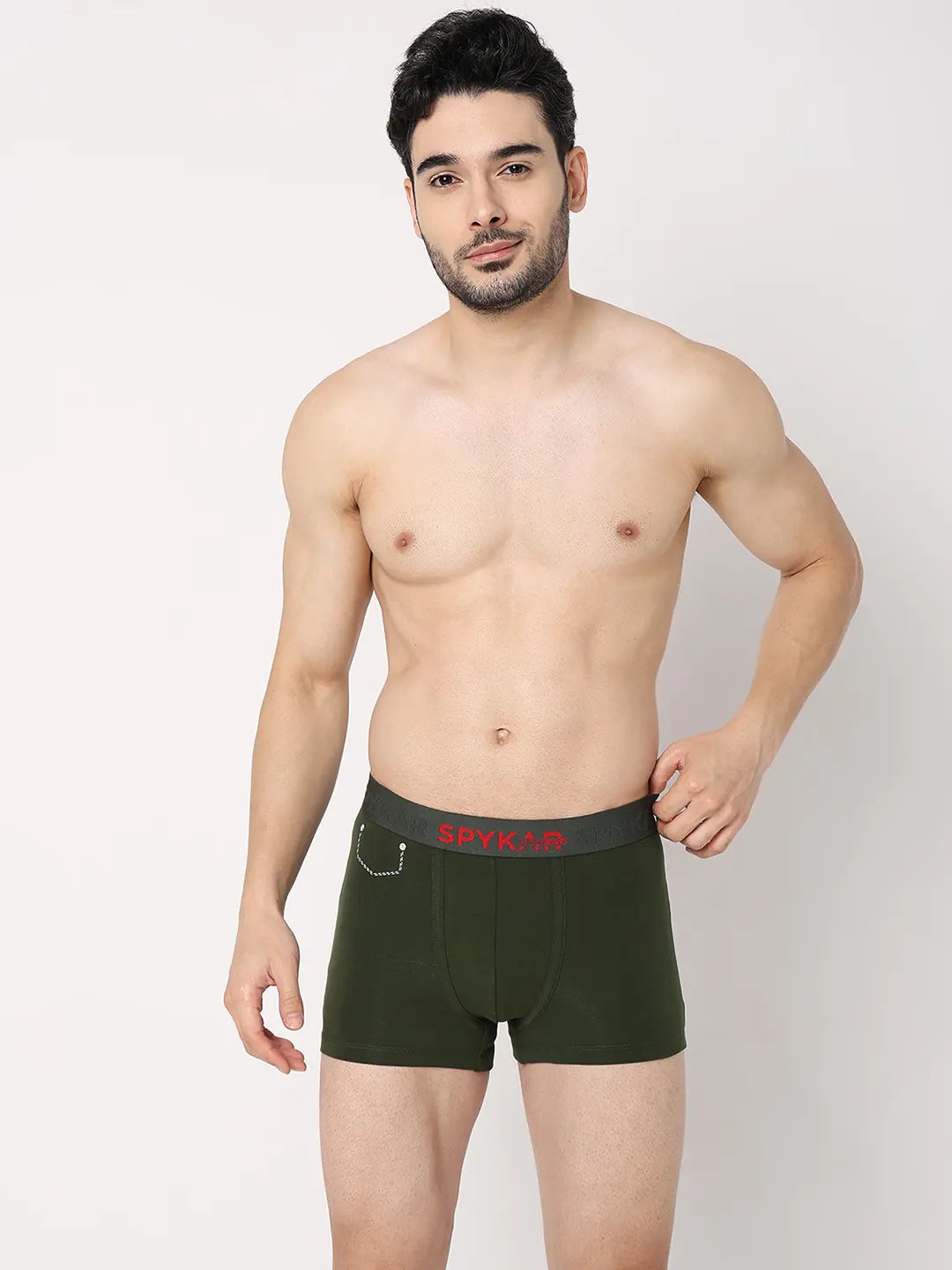 Underjeans By Spykar Men Premium Navy & Olive Cotton Blend Regular Fit Trunk - Pack Of 2