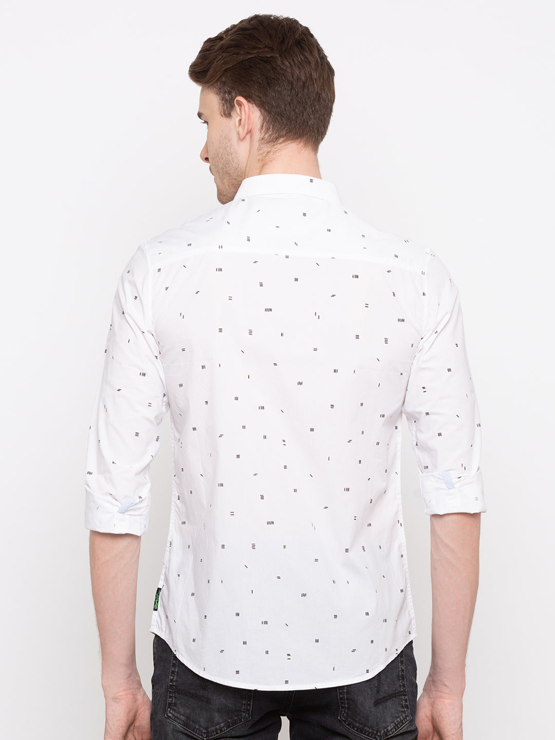 Spykar Men White Printed Slim Fit Casual Shirt