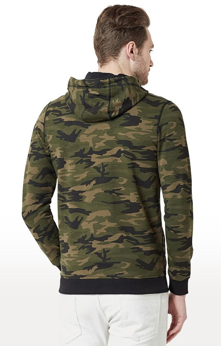 Spykar Green Camouflage Slim Fit Hoodies