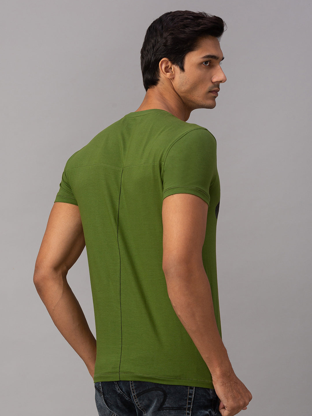 Spykar Men Green Cotton Slim Fit T-Shirt (Slim)