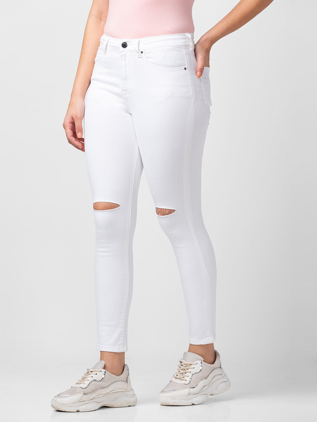 Spykar Women White Lycra Super Skinny Fit Ankle Length Jeans (Alexa)