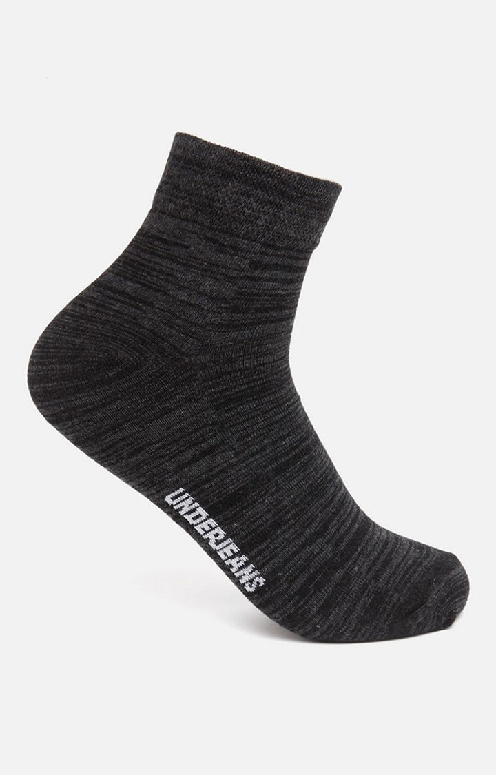 Men Premium Black Grey Anthra Navy Grey Ankle Length (Non Terry) (Pack of 5) Socks- UnderJeans by Spykar