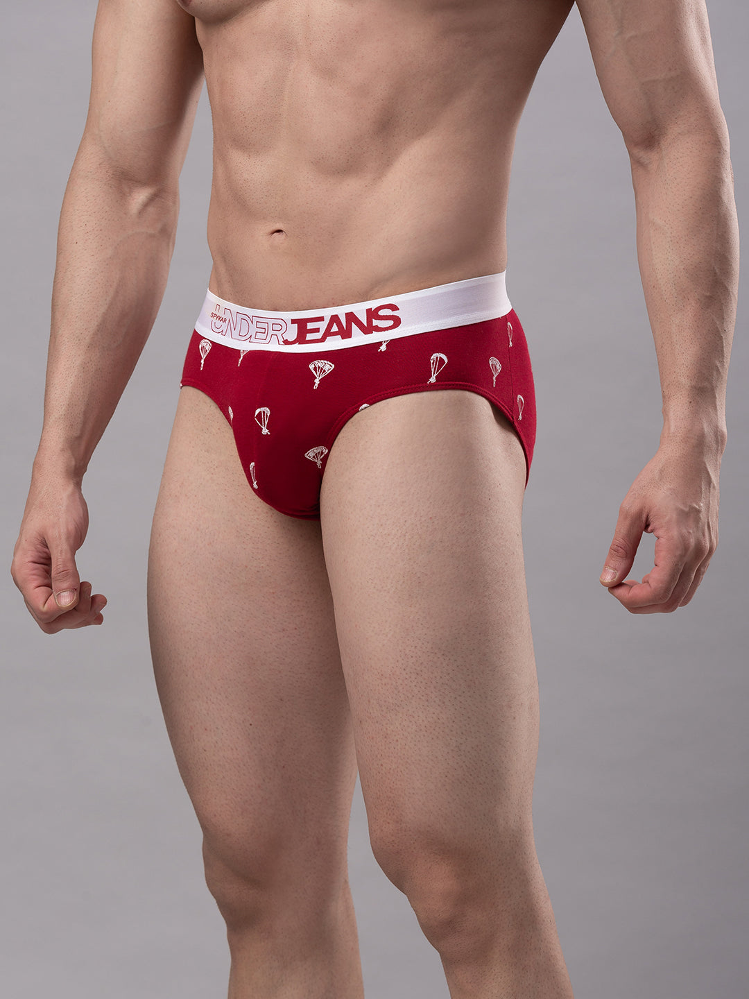 Men Premium Cotton Blend Maroon Brief- Underjeans By Spykar