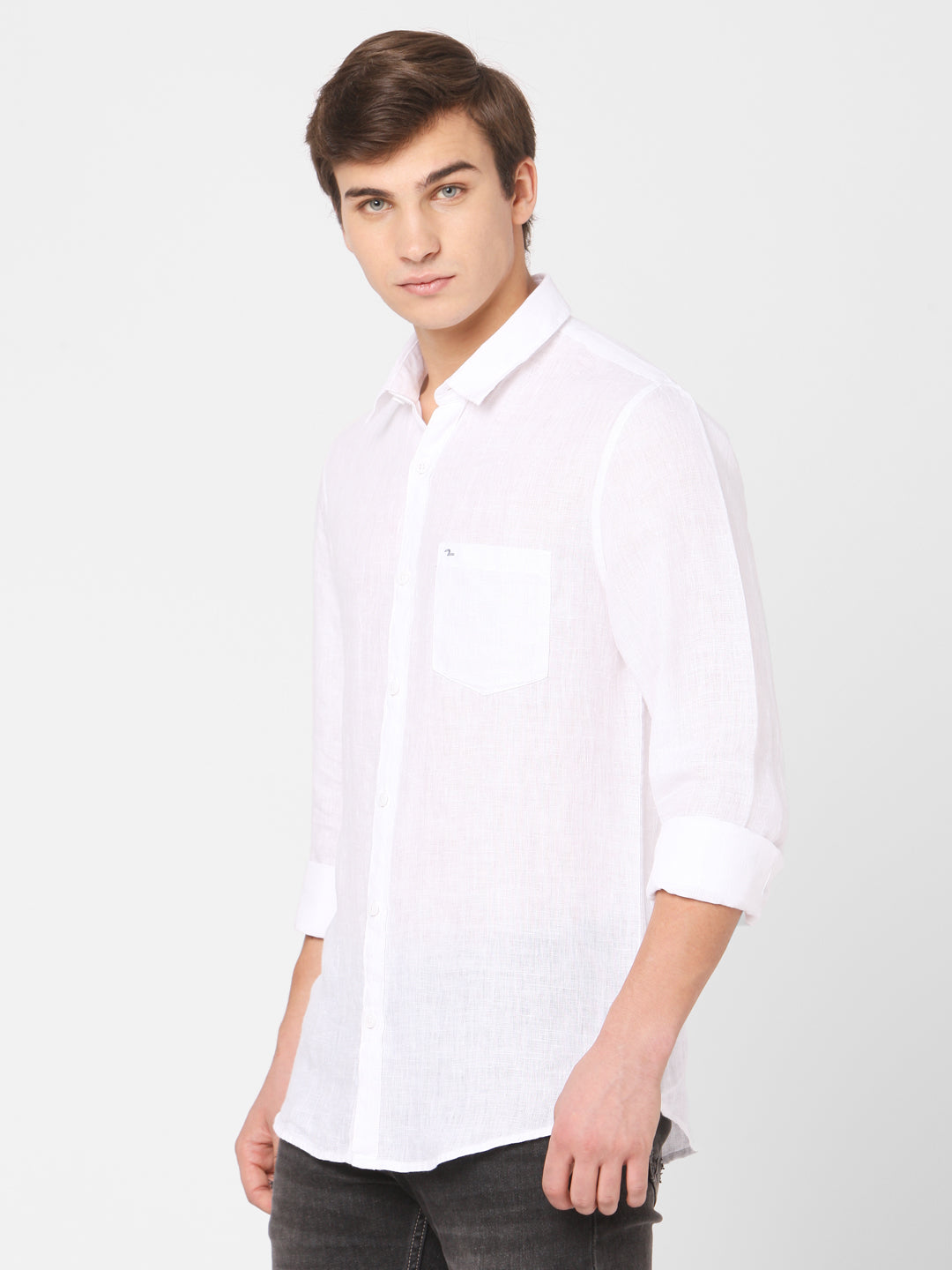 Spykar Men White Cotton Slim Fit Shirts