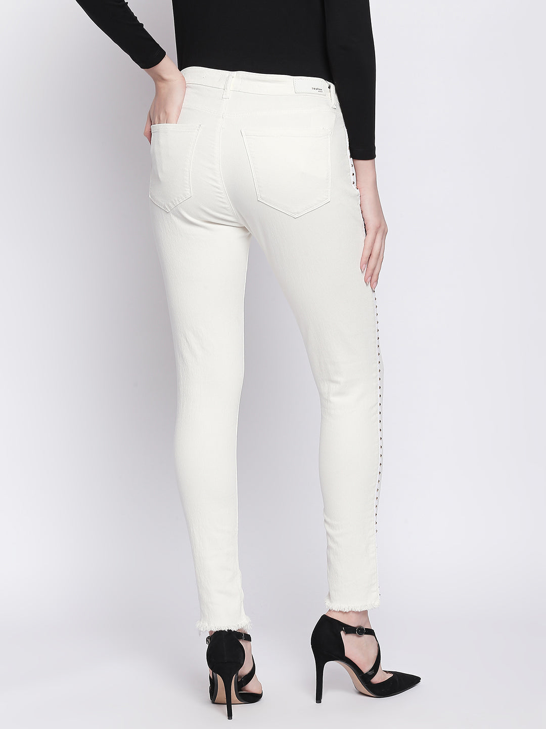 Spykar Women White Cotton Skinny Fit Regular Length Jeans (Ynr)