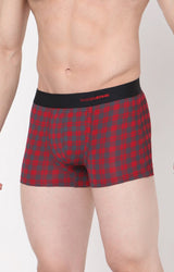 Maroon-Check Cotton Trunk For Men Premium- Underjeans By Spykar
