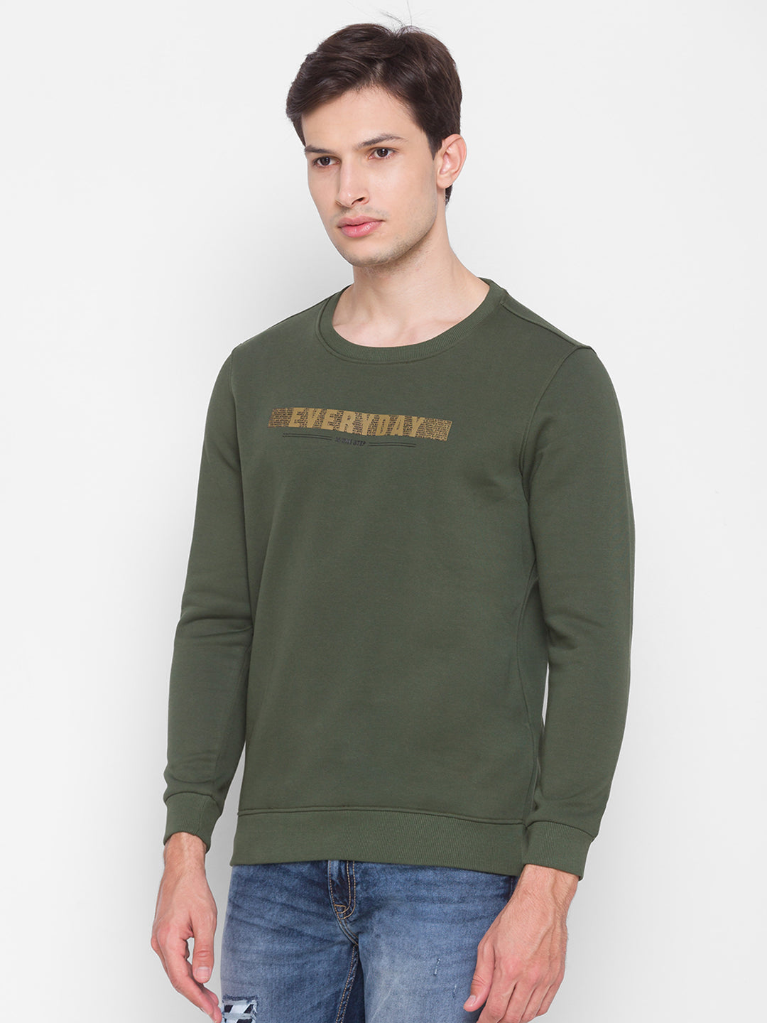 Spykar Green Cotton Sweatshirt For Men