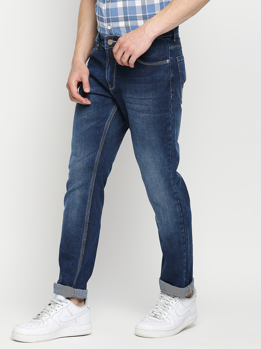 Spykar Men Dk.Blue Cotton Regular Fit Narrow Length Jeans (Rover)