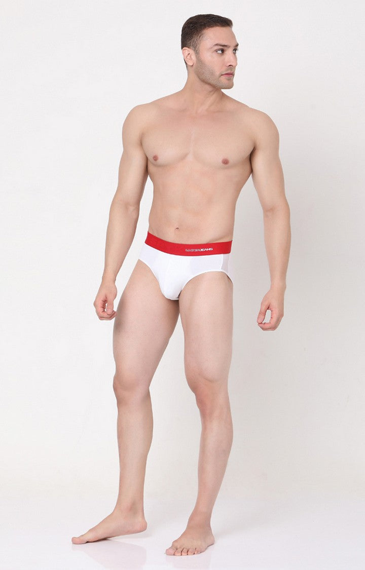 White Cotton Brief For Men Premium- Underjeans By Spykar