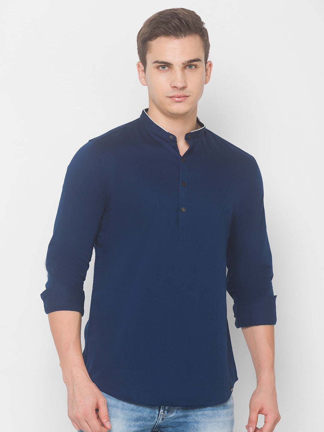 Spykar Men Indigo Blue Cotton Shirts (Slim)