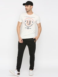 Men Premium Cotton Blend Black Trackpant- Underjeans By Spykar