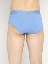 Men Premium Bright Blue Cotton Blend Brief - Underjeans By Spykar