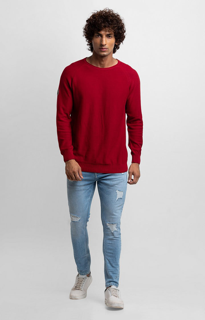 Fest køre Tarif Spykar Deep Red Cotton Full Sleeve Casual Sweater For Men -  mfk02bblw255deepred