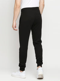 Men Premium Cotton Blend Knitted Black Trackpant - Underjeans By Spykar