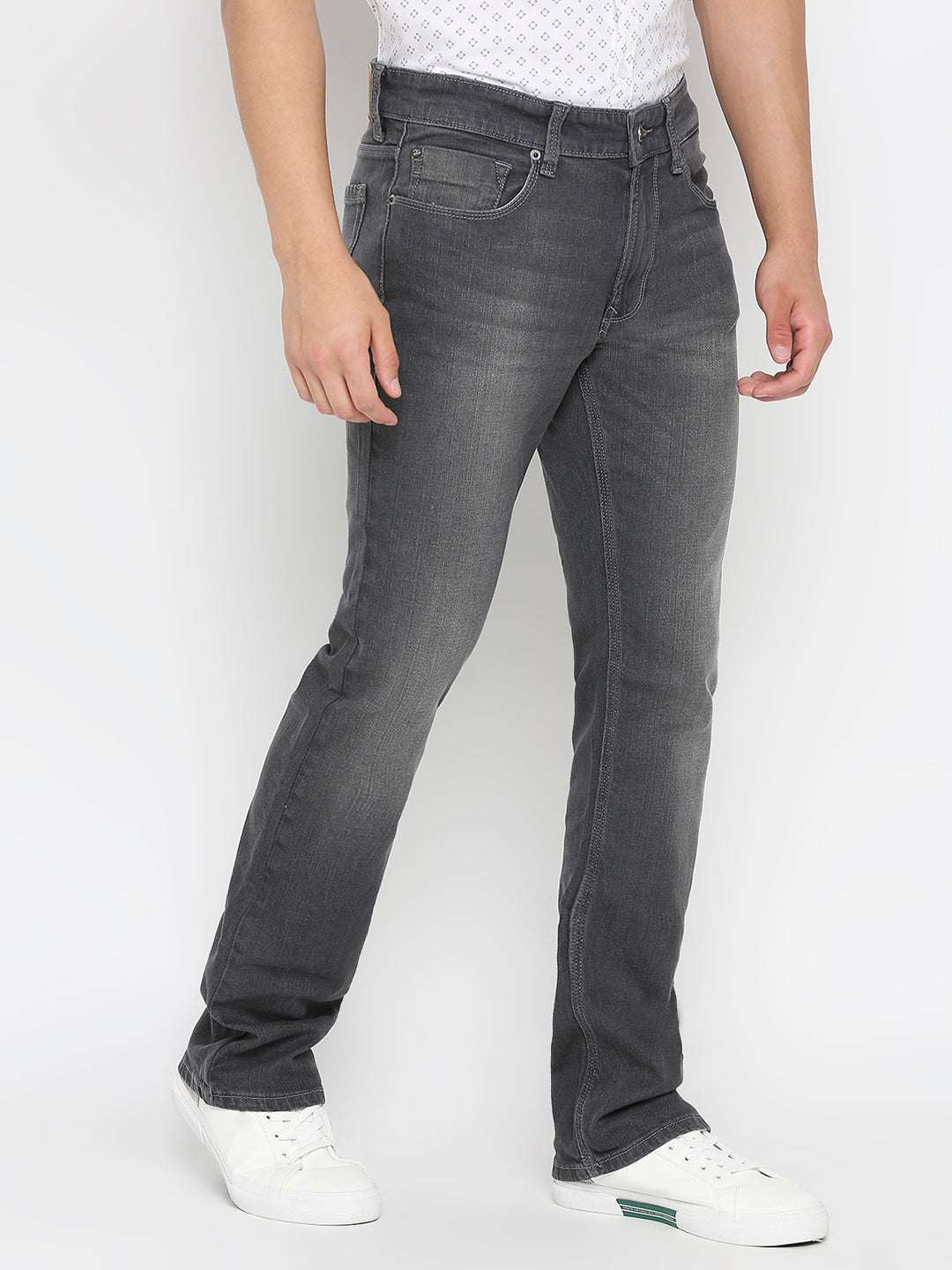 Spykar Dark Grey Cotton Regular Fit Regular Length Jeans For Men (Rafter)