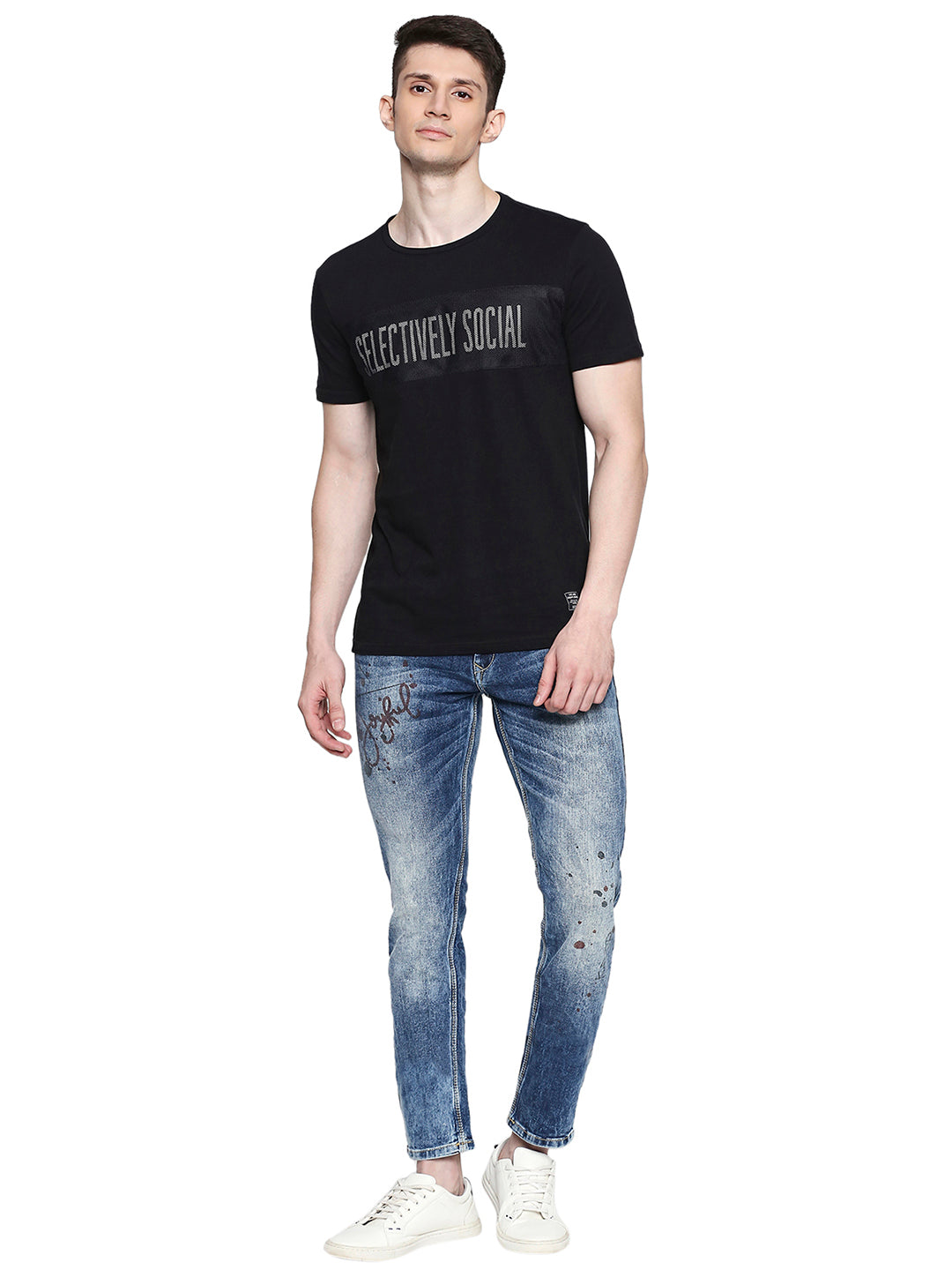 Spykar Men Blue Cotton Skinny Fit Jeans (Skinny)