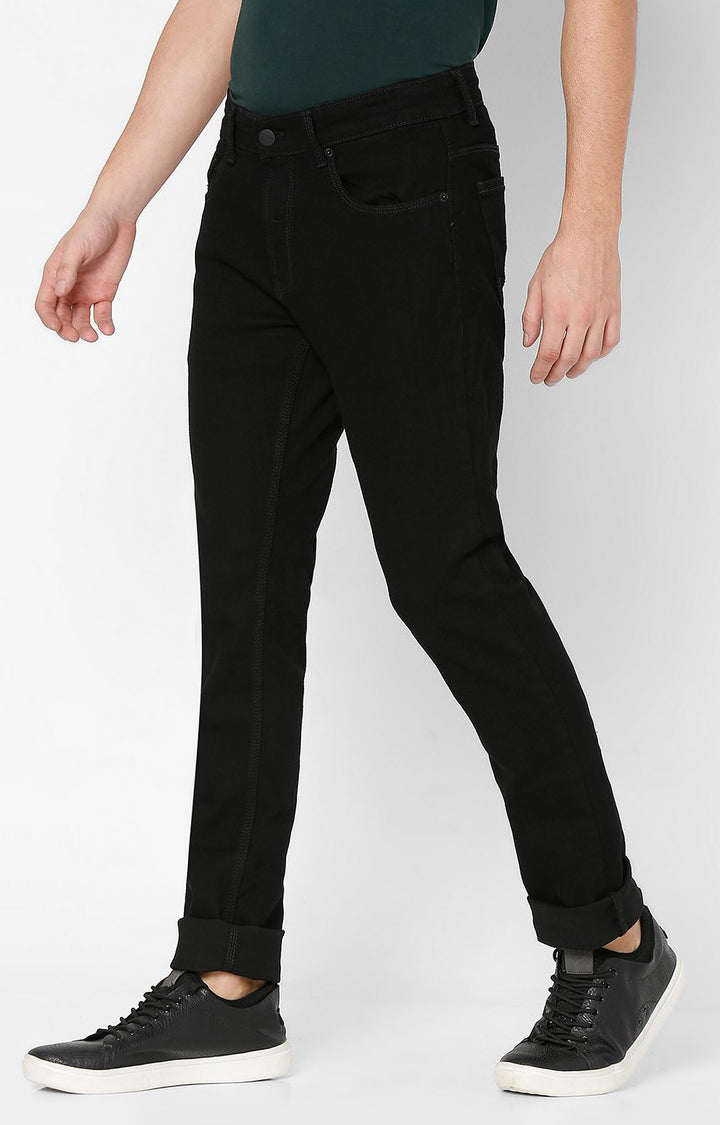 Spykar Men Black Cotton Regular Fit Narrow Length Jeans (Rover)