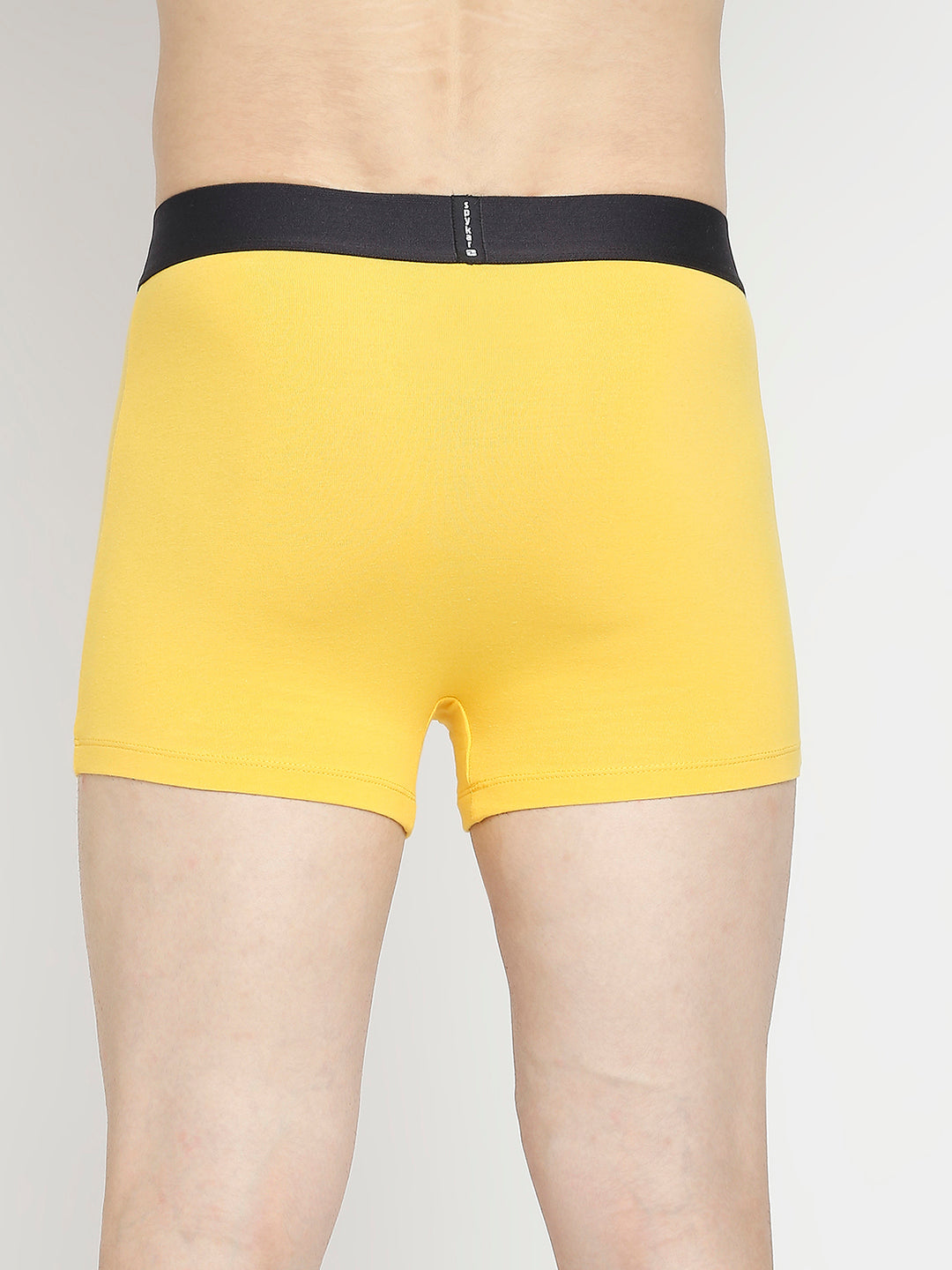 Men Premium Yellow & Dark Grey Cotton Blend Trunk - Pack Of 2- Underjeans By Spykar