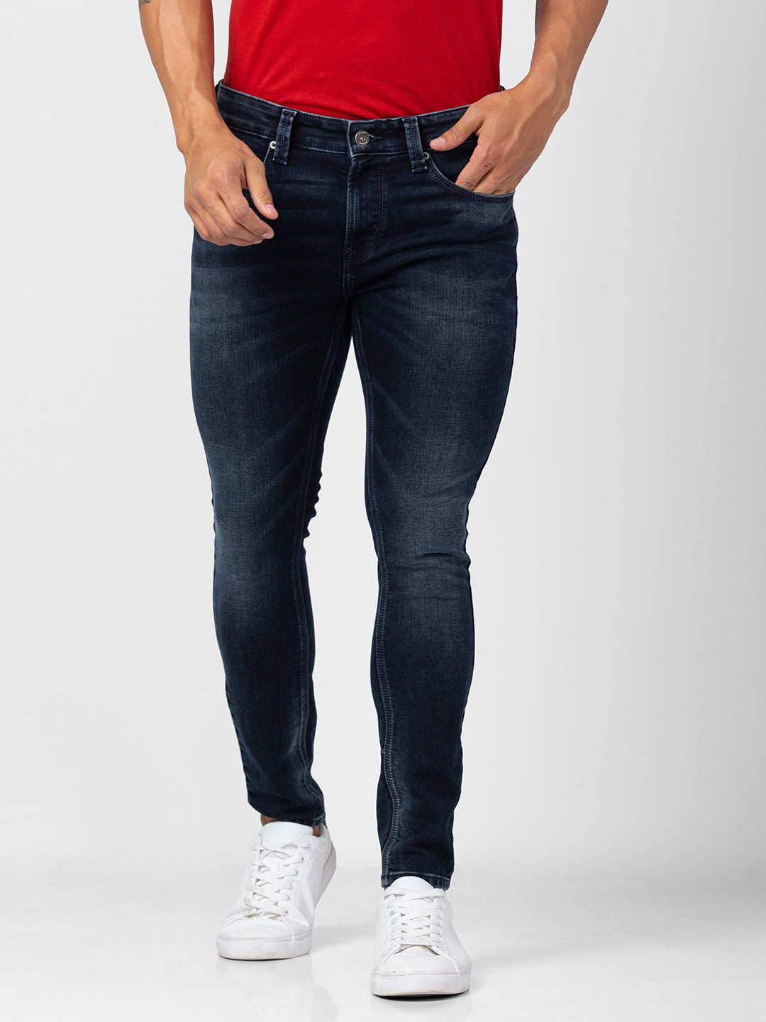 Spykar Men Dark Blue Cotton Slim Fit Tapered Length Jeans (Kano)