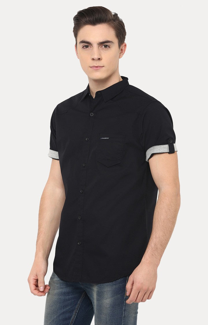 Spykar Men'S Black Cotton Solid Casual Shirts