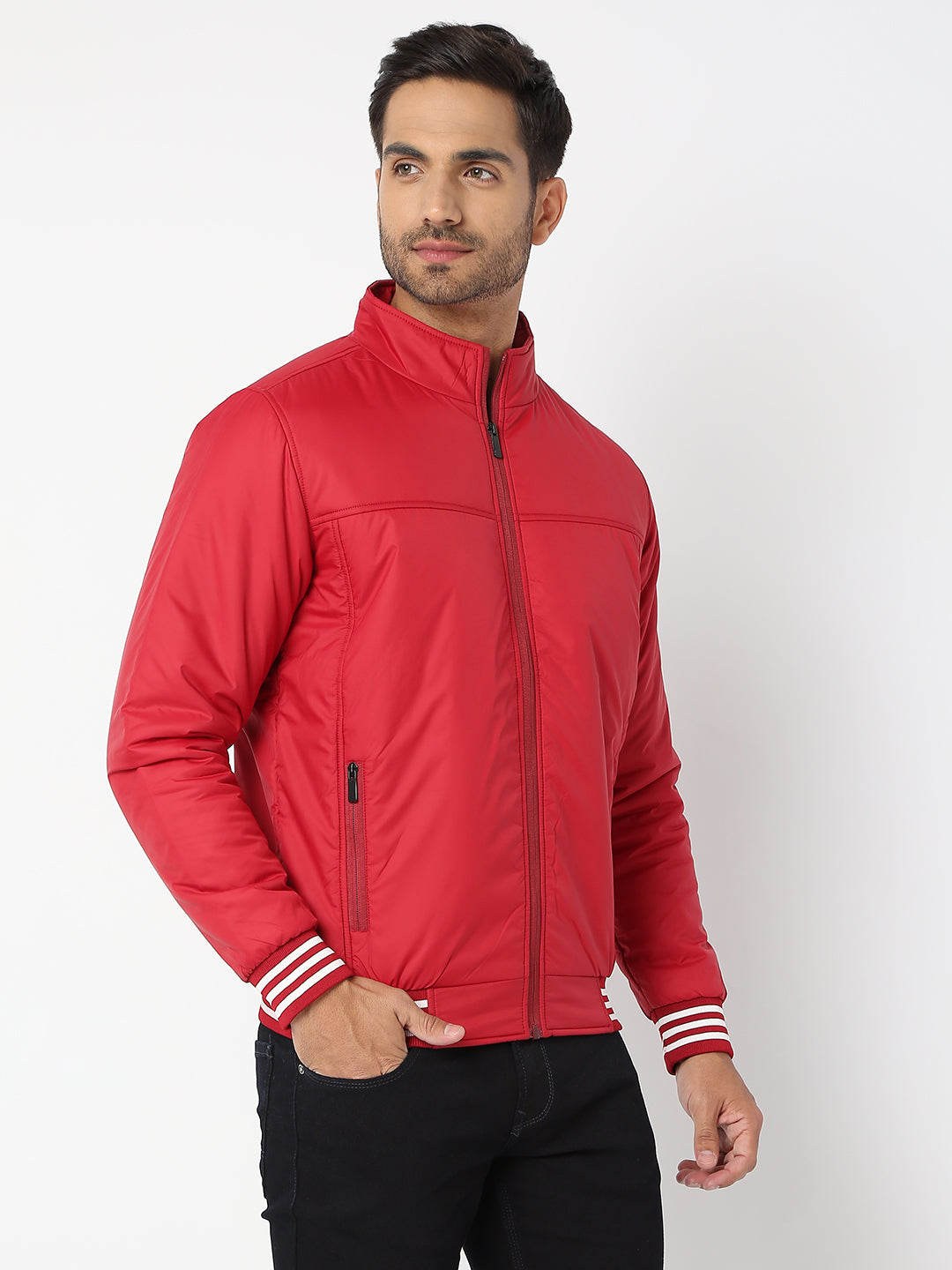 Spykar Men Maroon Nylon Regular Fit Jacket