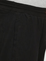 Men Premium Cotton Blend Knitted Black Trackpant- Underjeans By Spykar