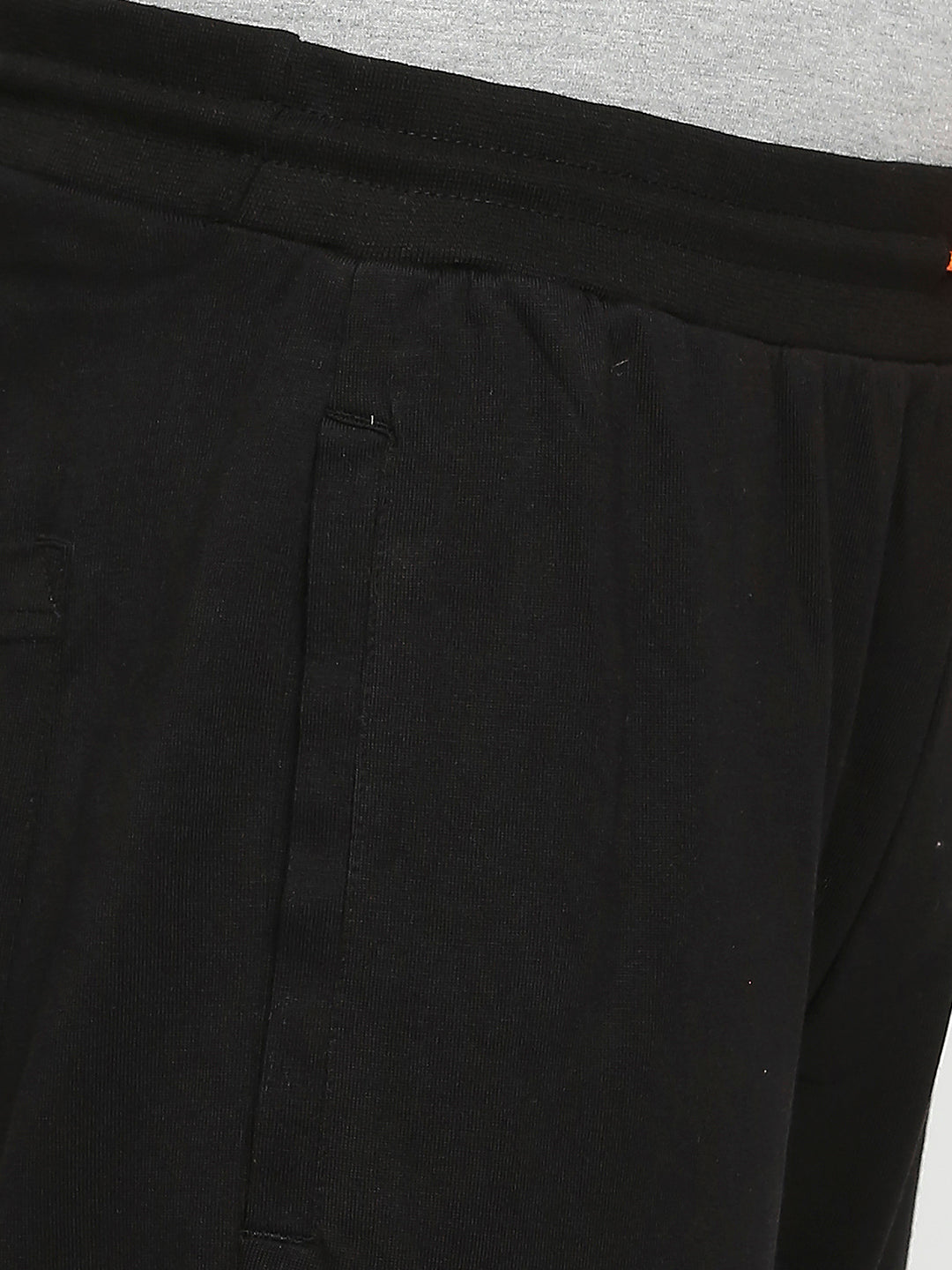 Men Premium Cotton Blend Knitted Black Trackpant- Underjeans By Spykar