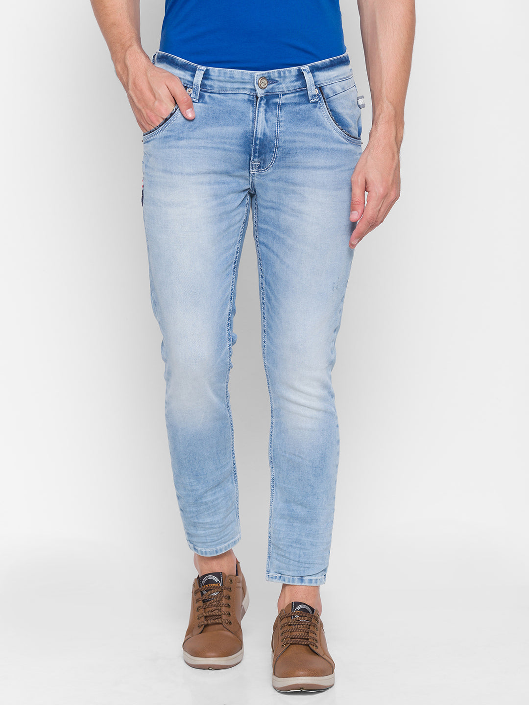 Spykar Men Blue Cotton Slim Fit Tapered Length Jeans (Kano)