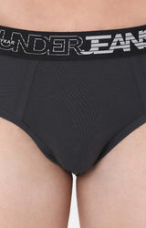 Underjeans By Spykar Grey Solid Briefs For Men